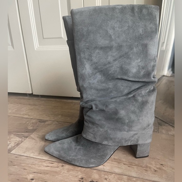 Suede Boots with Sleeve Grey Suede - Picture 1 of 10